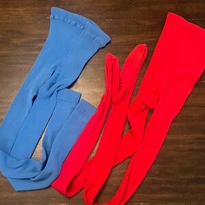 Sz 160cm Hanna Andersson Ribbed Tights Red and Blue